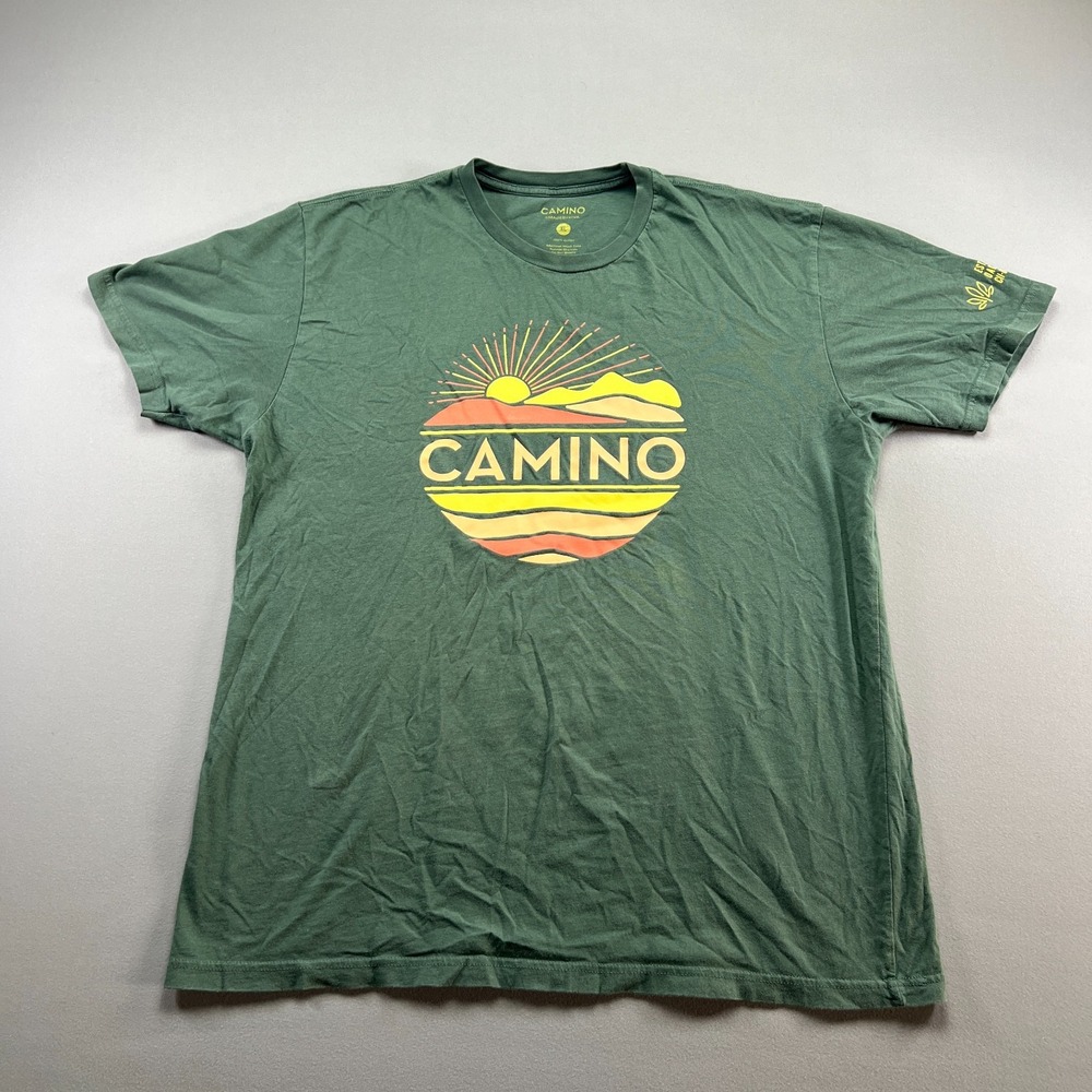 Camino T Shirt Mens Extra Large Green Oakland Landscape Sunset Graphic Cotton